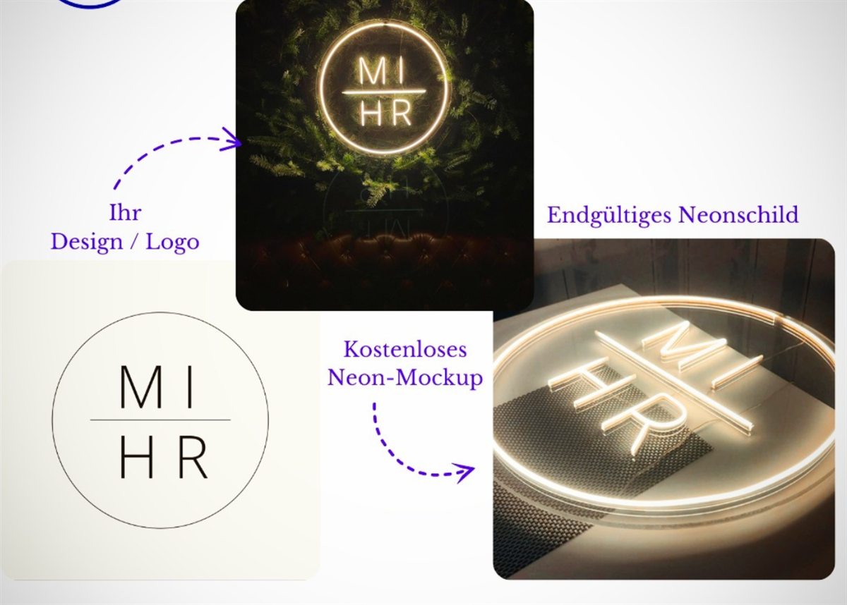 Vom Monogramm über das Neon-Mockup zum fertigen runden Neonschild