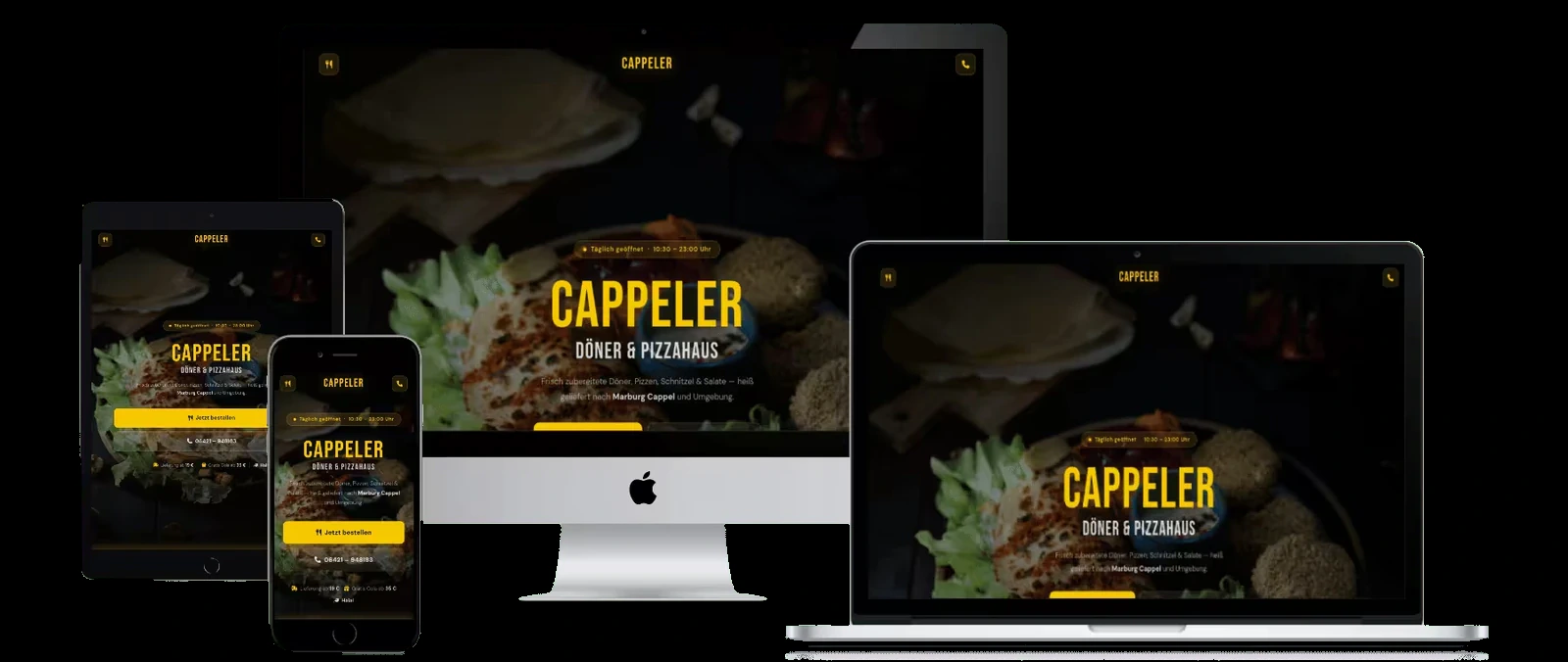 Responsive Restaurantwebsite für Cappeler Döner und Pizzahaus.